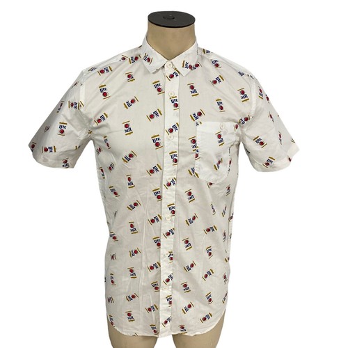 Miller Lite Shirt Mens Small Button Up Beer Novelty Print Collar Party BBQ Work - Picture 5 of 17