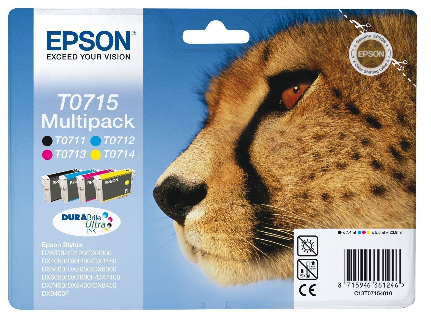 Epson T0715 Original Genuine Multipack C13T07154012 D78 D92 D120 DX4000 DX4400