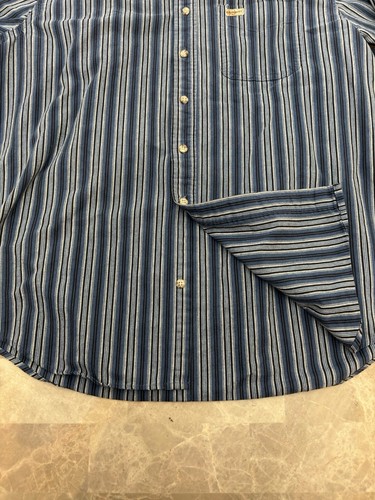 Carhartt Men’s Vintage Rugged Outdoor Wear Button Down Shirt Striped in Blue XL - Picture 4 of 11