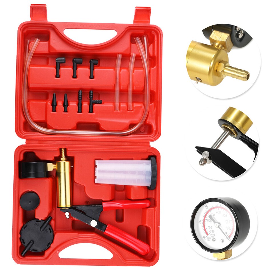 Hand 2in1 Pressure Tester Pump Set Brake Fluid Bleeder Bleeding Kit