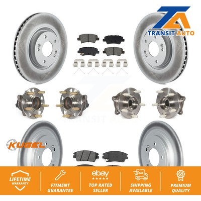 Front Rear Hub Bearing Coated Disc Brake Rotor & Pad Kit (10Pc) For Kia Sportage