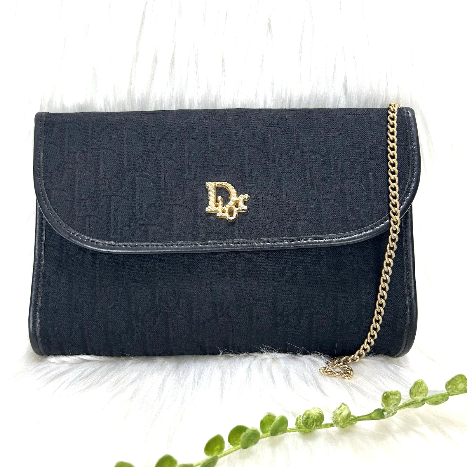 Borsa a tracolla Christian Dior Trotter catena tela nera