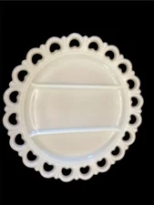 Vintage 50s Anchor Hocking Old Colony Lace Heart Edge Divided Serving Platter