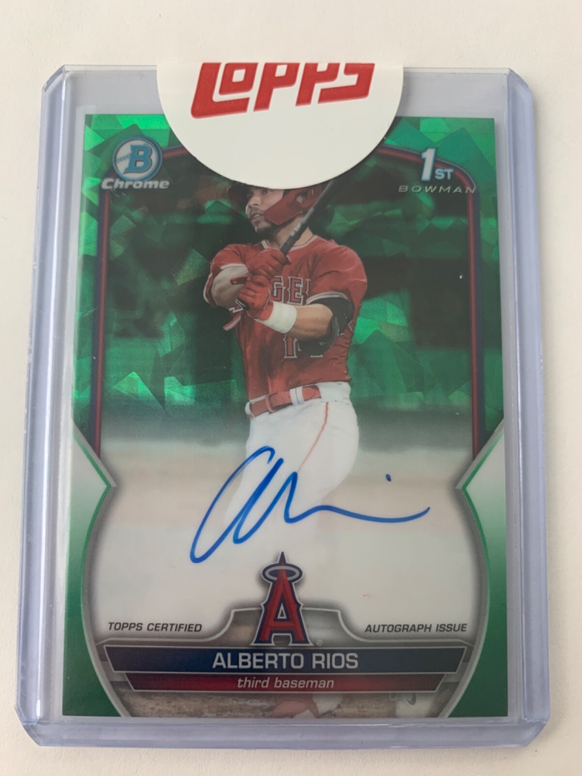 Alberto Rios Auto 2023 1st Bowman Chrome Draft Sapphire Green #D /99 Angels