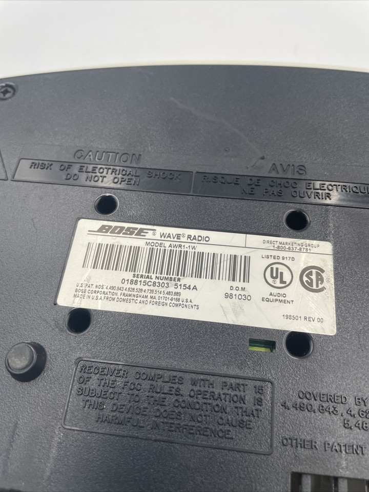 Bose AWR11W Acoustic Wave Radio White,right Speaker Does Not Work