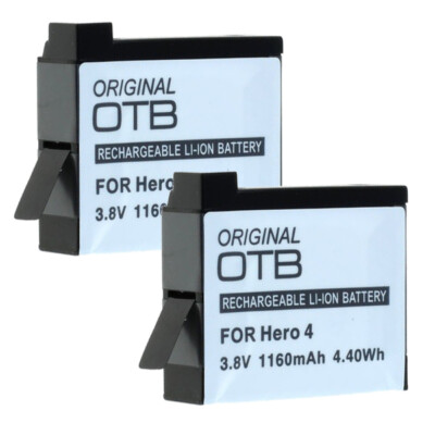 2x Akku für GoPro HERO4 Silver + Black Edition - AHDBT-401 - 1160mAh