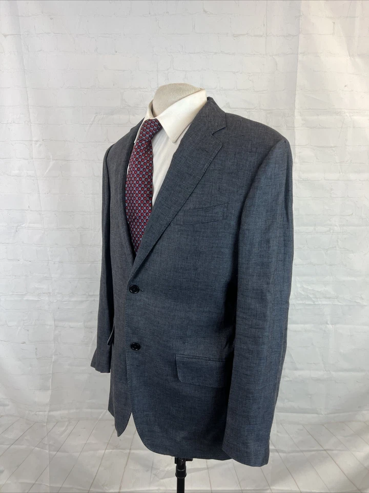 Etro Men's Gray Blue Striped Linen Blazer 40R $2,495 - Image 3 of 4