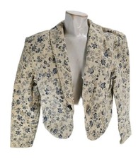 Miller Stockman Women's Jacket Medium Cream Floral Cotton Poly Western Cropped