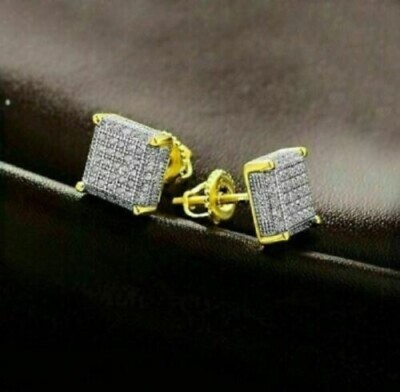 4Ct Lab Created Diamond Cluster Stud Women's Earrings 14K Yellow Gold Over