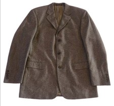 Vito Rufolo Italy Blazer Mens 44T Tall Brown Tweed Fine Silk Wool Academia Coat