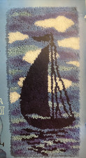 Vtg Rare 1970s WonderArt BLUE SAILS boatLatch Hook Wall Hanging Kit