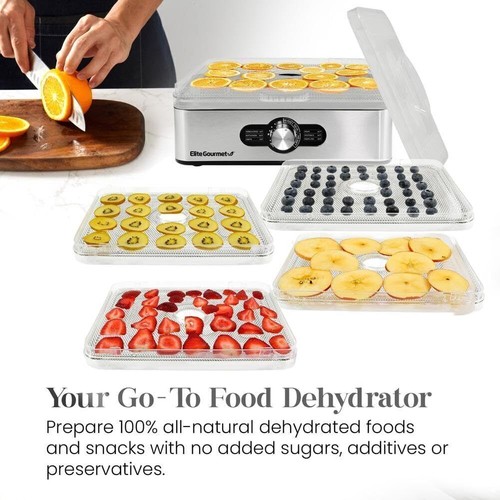 Deshidratador de Alimentos Bandejas de Acero Inoxidable Controles de Temperatura Ajustables 240W - Imagen 6 de 7