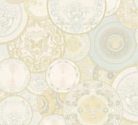 Versace Home Tapete Vlies Teller Design Creme-Silber Glanz 34901-2 (10,65€/1Qm)
