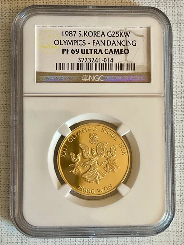 South Korea 1987 Seoul Olympics (Fan Dancing) 25K Won Gold NGC PF69 UC Sku# 4235