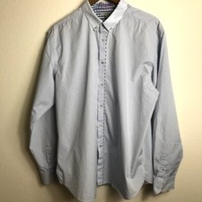 Ted Baker London Long Sleeve Blue Dress Shirt Plaid Men's Size 6