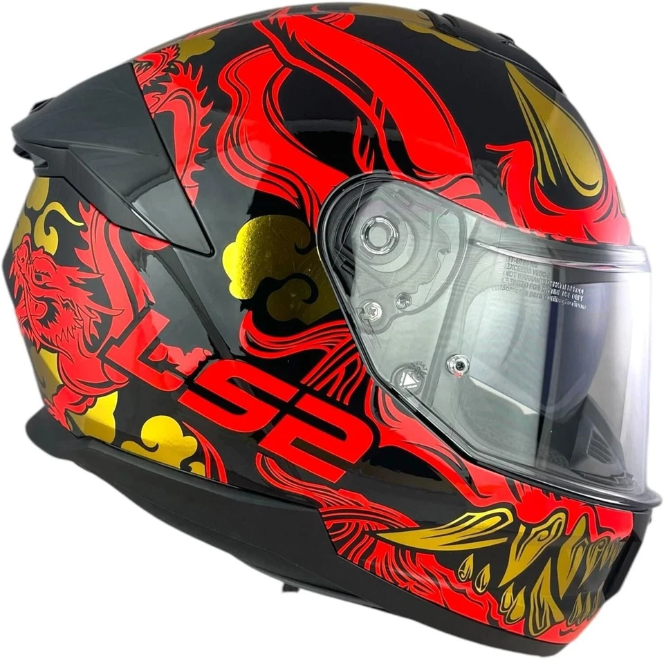 LS2 STREAM-II FF808 FULL FACE ECE22.06 MOTORCYCLE CRASH HELMET - DRAKO BLACK RED - image 4 of 4