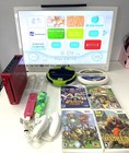 Nintendo Wii Red System Bundle With 4 Games  2 Controllers 2 Wheels & Sensor