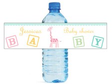 100 Baby Girl Giraffe Birthday Baby Shower Water Bottle Labels Gender Reveal