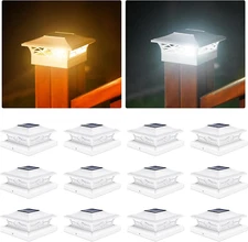 VOLISUN Solar Post Cap Lights: 12 - Pack Outdoor Deck Post Cap Lights White for