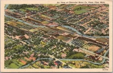 1941 FLINT, Michigan Postcard "Air View of Chevrolet Motor Co. Plant" Linen