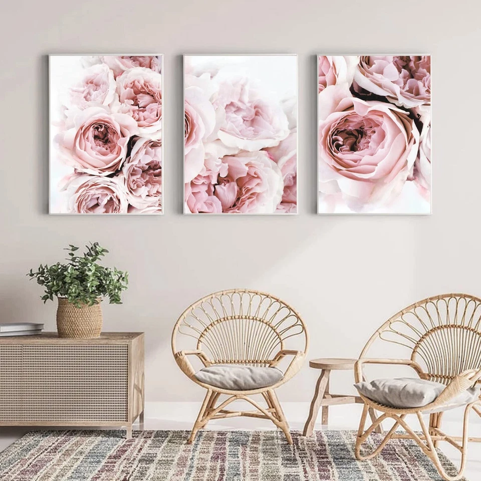 Arte de pared de peonía rosa flor lienzo arte de pared impresiones peonías arte de pared abstracto f... Foto 4 de 4