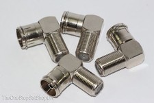 4 x Right Angled F Connector Female Socket to Female Coax TV Aerial Plug - Zinc