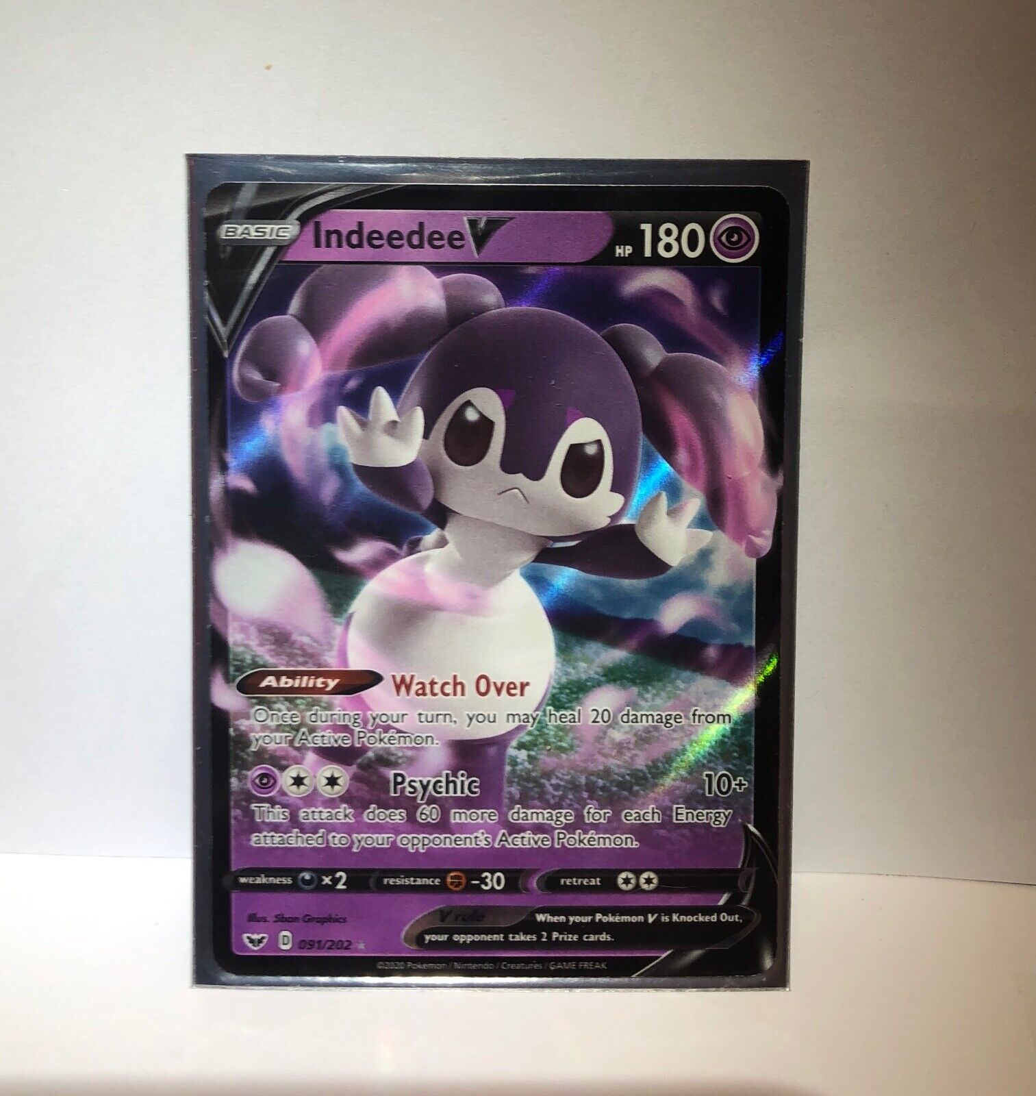 Indeedee V 91/202 NM in Portuguese Sword & Shield Pokémon TCG