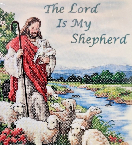 Dimensions THE LORD IS MY SHEPHERD Stamped Cross-Stitch Kit 3222 11"x14" Sealed - Picture 4 of 8