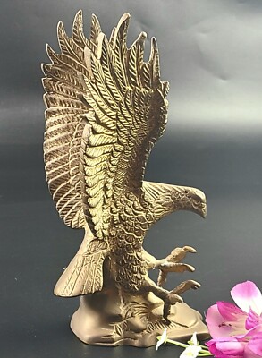 Vintage - 11''H, 6''Across - Leonard -Solid Brass- Beautiful Eagle Figurine