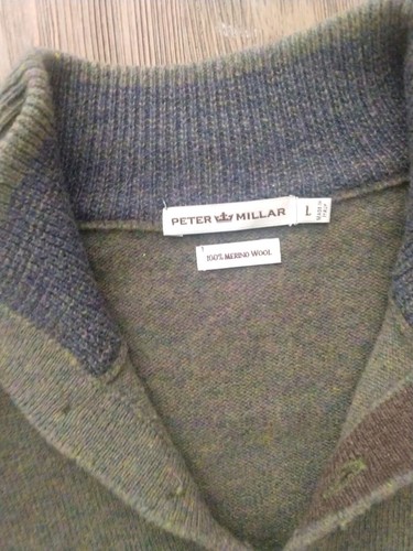 Peter Millar Made in Italy 100% Merinowolle 1/4 Knopf Pullover Sweater Herren L - Bild 1 von 12