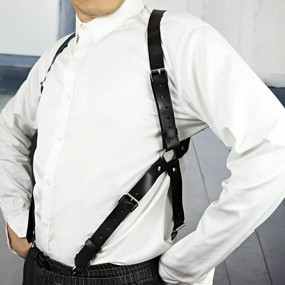 Men Shoulder Belts Simple Fashion Punk PU Leather Shoulder Chest Belt