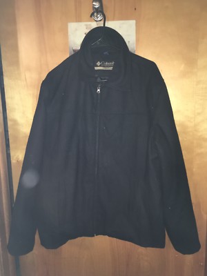 COLUMBIA L WOOL BLEND fancy gentlemens jacket WARM LAYERING COAT zip front black