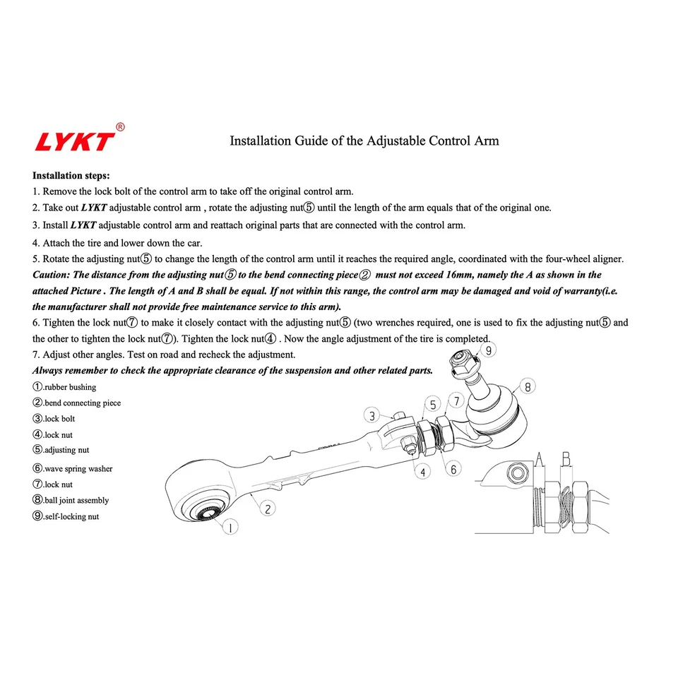 LYKT 2pcs Adjustable Arms Front Camber Kit for BMW2/3/4 Series/M2 16-23/M3 15-18 Foto 2 de 4