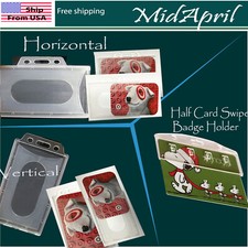 5 pieces Business ID Card Badge Holder Plastic vertical Horizontal
