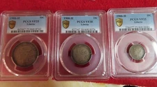 1906 Liberia Silver 50 Cents, 25 Cents, and 10 Cents PCGS VF 25 & VF30 Coin Set