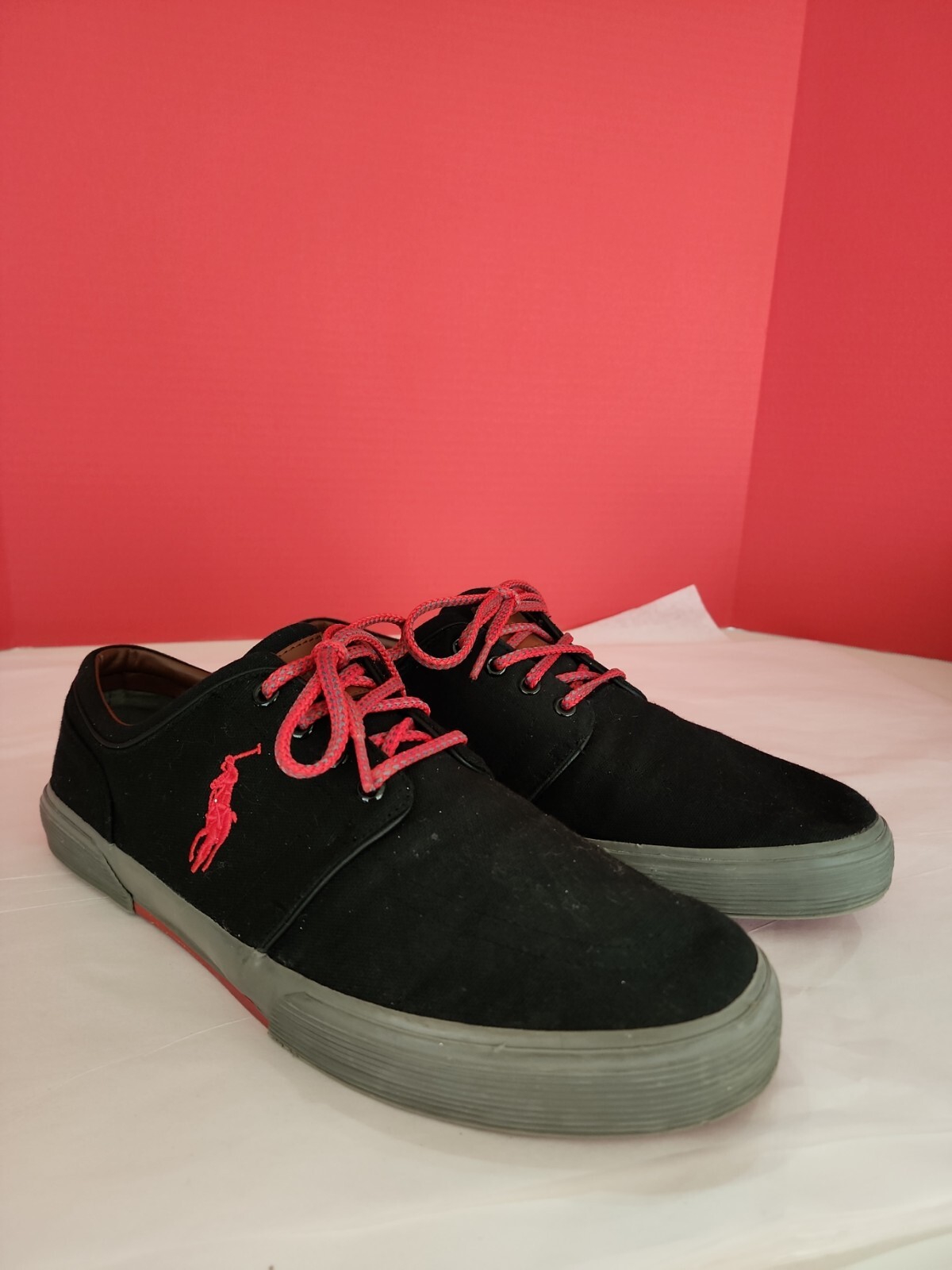 PONY POLO RALPH LAUREN Faxon Sneakers basse nere rosse taglia 12 D uomo basse casual