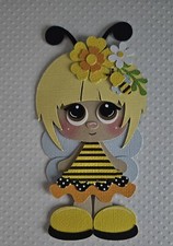 Bee Girl Blonde Hair Scrapbook, Card Making Paper Piecing