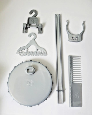 Shadow High Gray doll stand, hangers, and comb Replacement OOAK