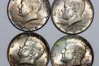Lot of Four 1964 Nicely Toned AU & MS Kennedy Silver Half Dollars (NUM4704)