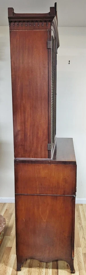 Старинный английский 19-го века красного дерева грузинский бюро книжный шкаф дворецкий секретарь стола - Изображение 3 из 4