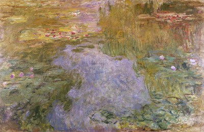 Claude Monet ''Waterlilies. Nympheas'' Grey Artwork PAPER or CANVAS Fine Art