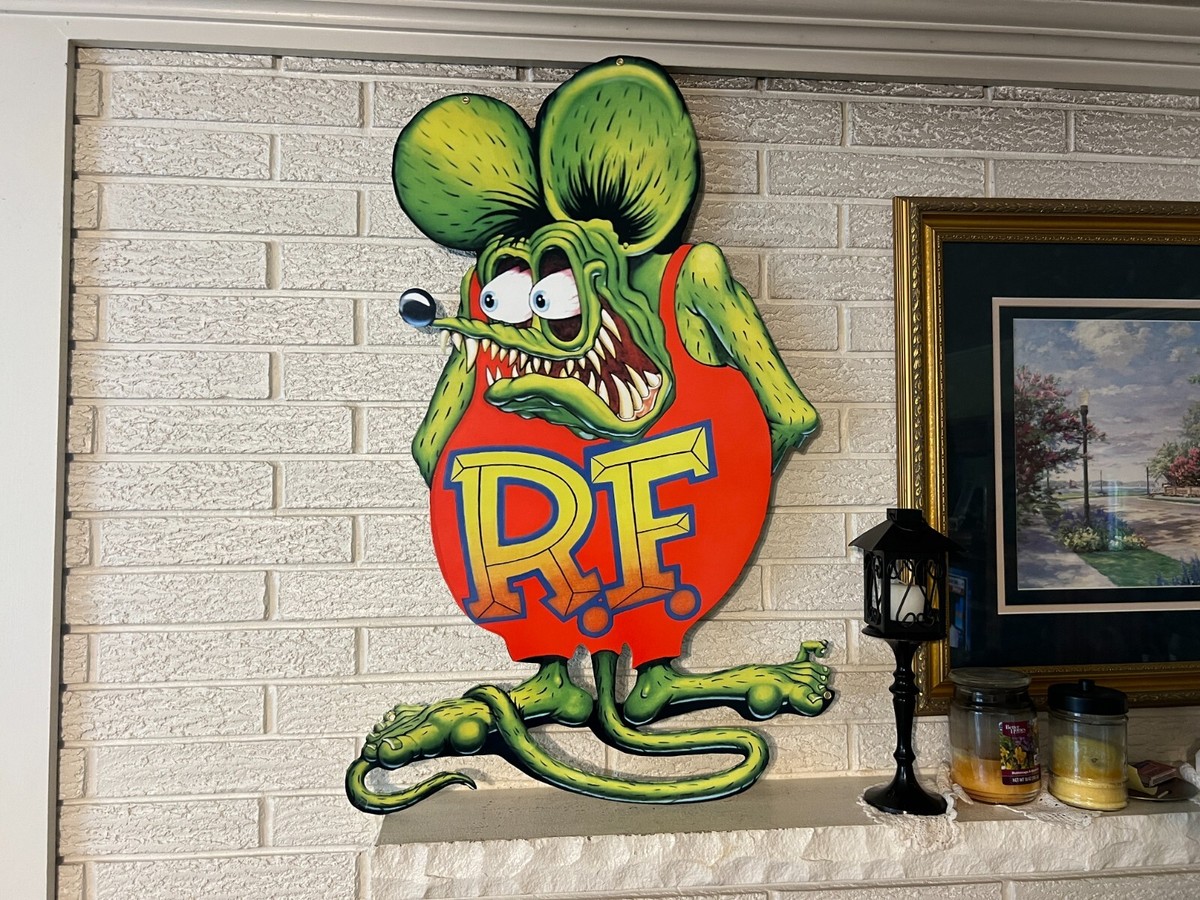 Ex Large Format Rat Fink Cut Out Steel Sign Ed Big Daddy Roth