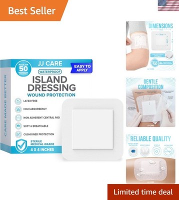 Non-Stick Central Pad 4'' x 4'' Waterproof Island Dressing Pads   50 Sterile Units