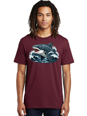 Shark-Attack-3 Mens Graphic Tee, 100% Cotton, Casual Summer Wear