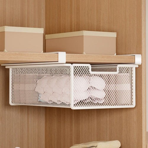 Under Shelf Underwear Storage Basket Pure Color Pull-Out Drawer Office Storage - Picture 9 of 18