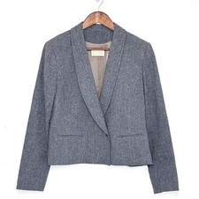 VTG Pendleton Wool Blazer Women 12 Gray Cropped Made USA Preppy Academia