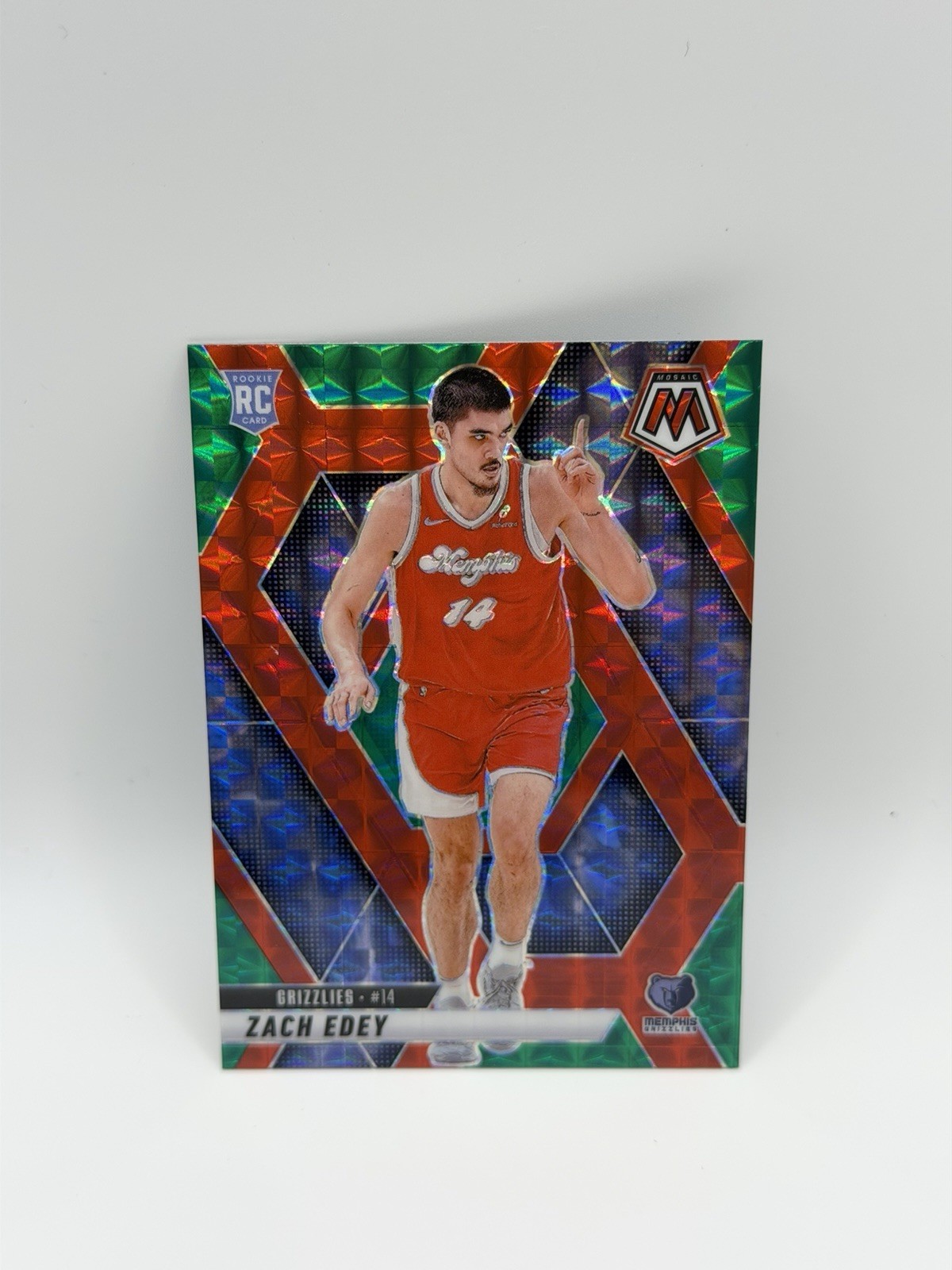2024-25 Panini Mosaic - Zach Edey #248 Choice Red & Green Mosaic Prizm (RC)