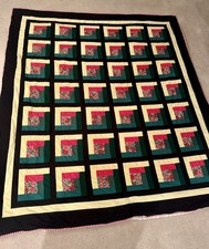 Handmade Log Cabin Quilt Patchwork full/ double 77  x 88  