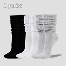 3 Pairs Slouch Socks Men Women Cotton Scrunch Knee High Extra Long Heavy Socks N