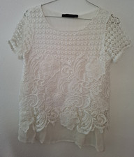 hallhuber Damen Bluse 36 weiß Spitze transpa...